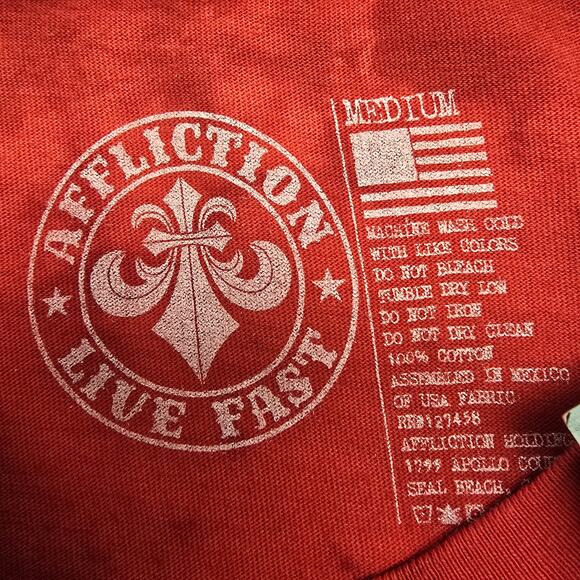 NEW NWT Women's Affliction Red Rhinestone Scoop Neck Tee | Size Medium - Picture 8 of 9